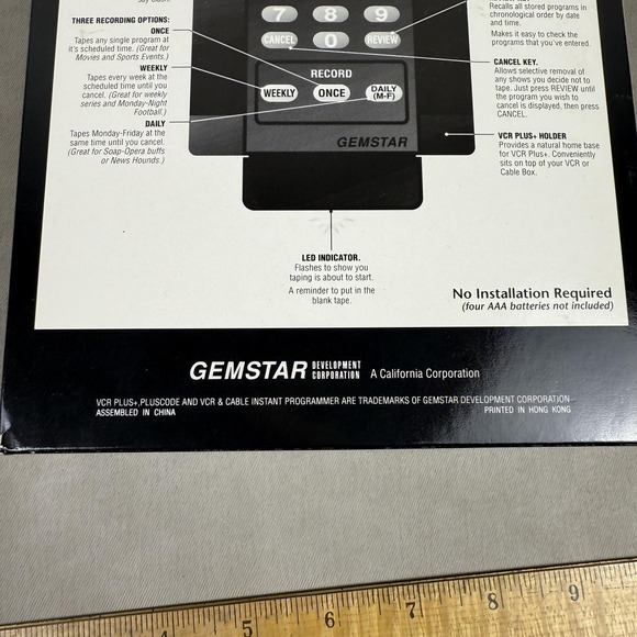 Vintage Gemstar VCR Plus+ VCR & Cable Instant Programmer Boxed Manual Holder - Picture 3 of 5